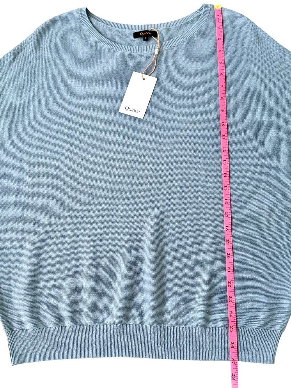 NWT Quince Cotton Cashmere Dolman Sweater Blue Relaxed Fit L Coastal Capsule - Picture 6 of 10